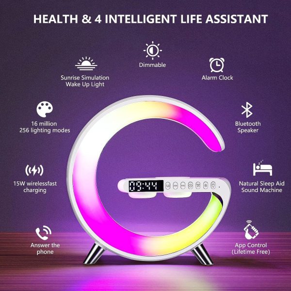 G63 Smart Light Sound Machine - 15W Fast Wireless Charging - Atmosphere RGB Light - Bluetooth Speaker