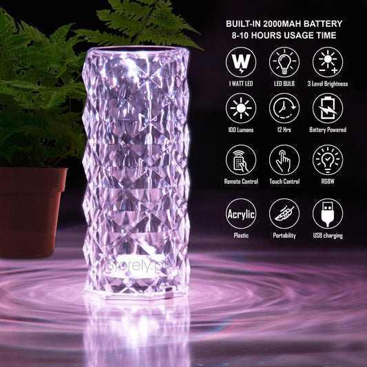 Crystal Table Lamp | 16 Color LED - Remote and Touch Control