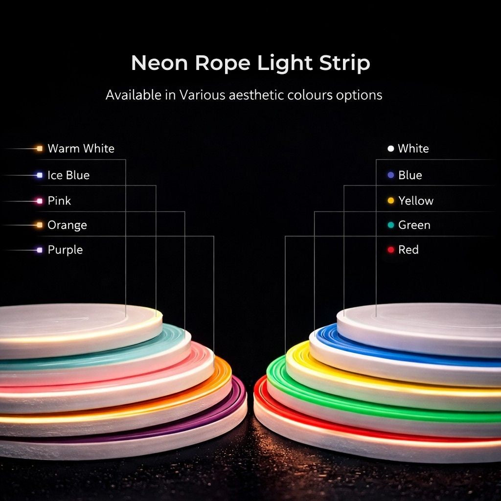 Neon Rope Light Strip – 5M Flexible Neon Lights for Room Decor, Mirror & Wall Lighting