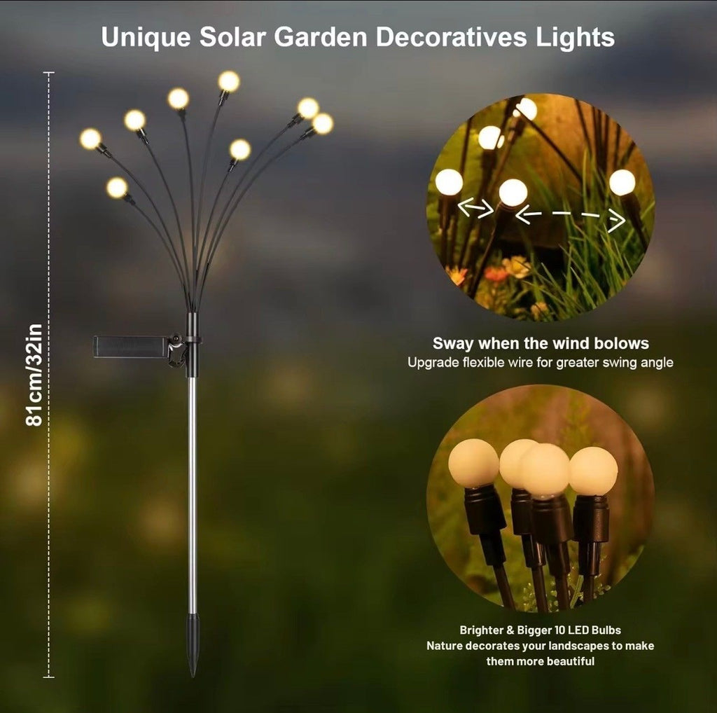 Solar Firefly Lights 10 LED – Waterproof Outdoor Garden Swaying Lights for Lawn, Pathway & Landscape Decor