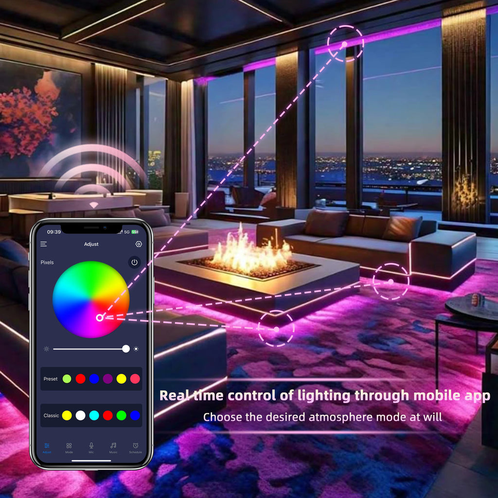 RGBIC Neon LED Strip Light 5M – Smart Color Changing Neon Lights for Aesthetic Decor & Gaming Room