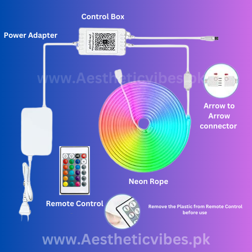 Multi Colour RGB Neon Rope with Remote Control