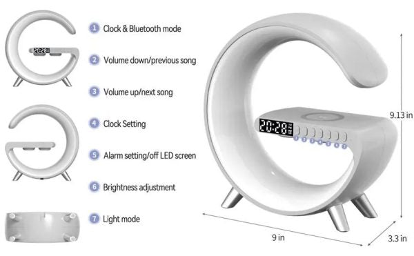 G63 Smart Light Sound Machine - 15W Fast Wireless Charging - Atmosphere RGB Light - Bluetooth Speaker