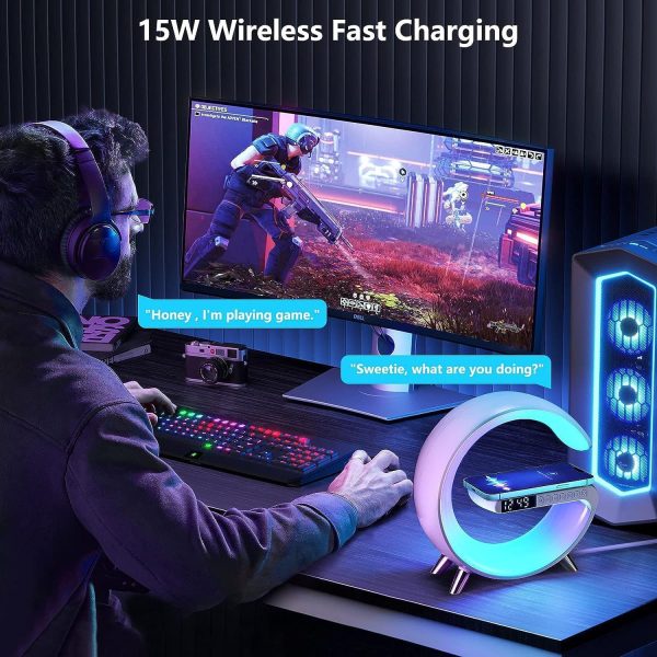 G63 Smart Light Sound Machine - 15W Fast Wireless Charging - Atmosphere RGB Light - Bluetooth Speaker