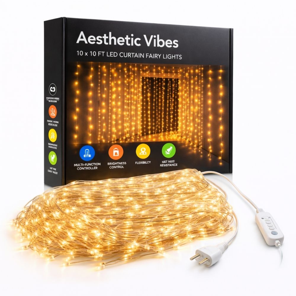 LED curtain fairy lights 10x10 ft warm white event decor backdrop lighting for bedroom wedding wall decoration