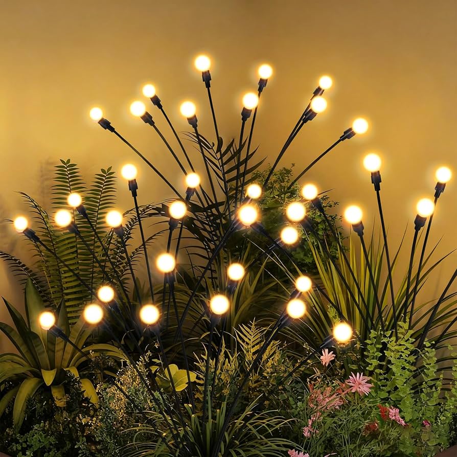 solar firefly lights 10 LED outdoor waterproof garden lights swaying landscape pathway decor warm light
