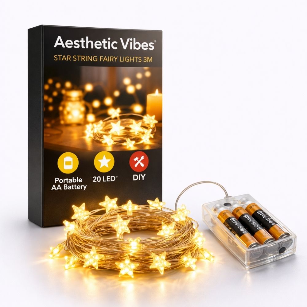 star string fairy lights 3m warm white decorative LED bedroom lights for cozy room and birthday decor
